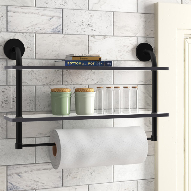 Tioga 2 Piece with Towel Bar, Matte Black, 14"H x 22"W x 5"D
