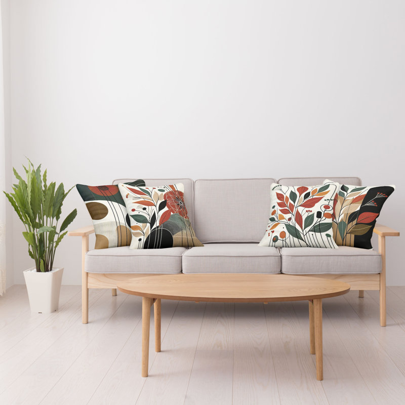Burnt Orange Green Outdoor Pillow Cover, 24"H x 24"W