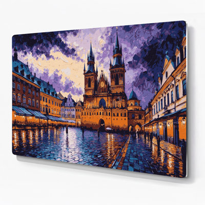 Cities Krakow Poland Purple Metal Wall Art