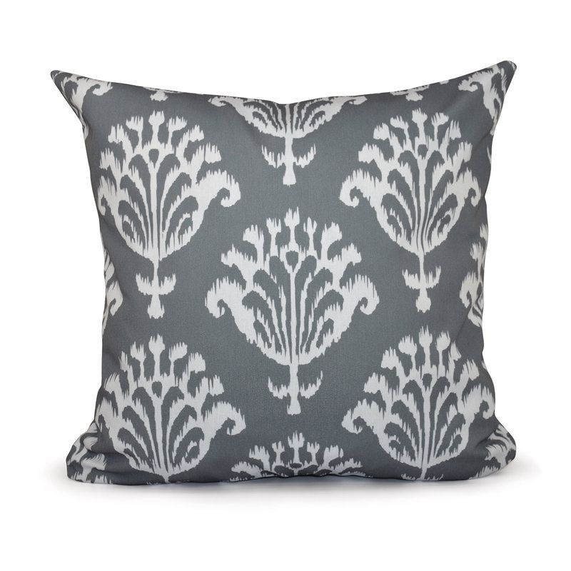 Geometric Reversible Throw Pillow, 18" H x 18" W, Grey