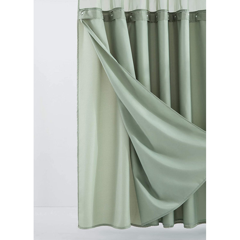 Ensemble de rideau de douche 2 pièces, Vert kaki