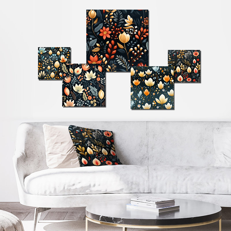 Jacksonport - ensemble d'art mural floral de 5