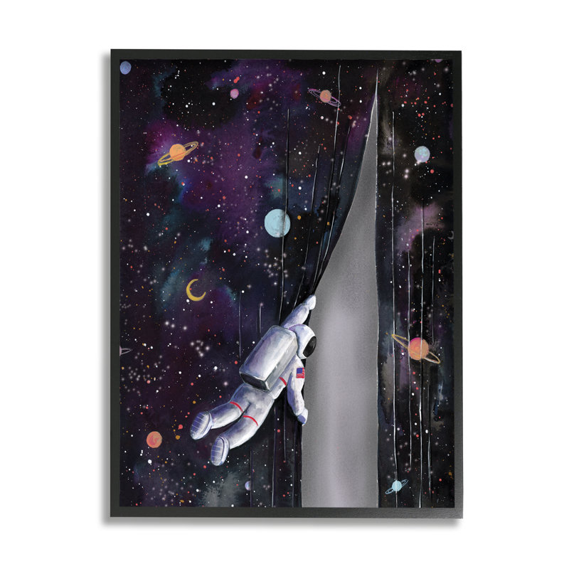 Astronaute, ouverture de la galaxie, univers surréaliste, planètes, étoiles par Rachel Nieman, L 16 po x H 20 po