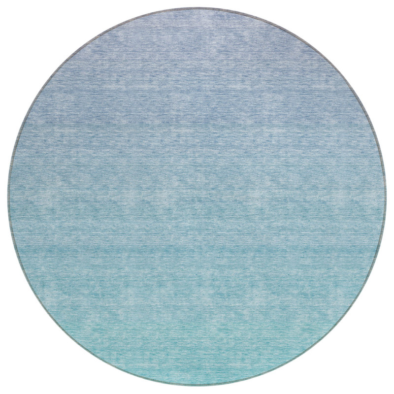 Tapis d'intérieur rond lavable ombre bleu ciel et bleu sarcelle 8 pi HomeRoots