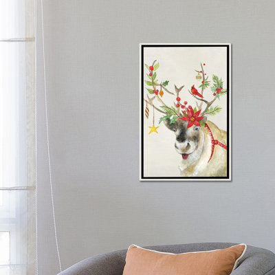 Playful Reindeer II - reproduction d'art murale - toile encadrée