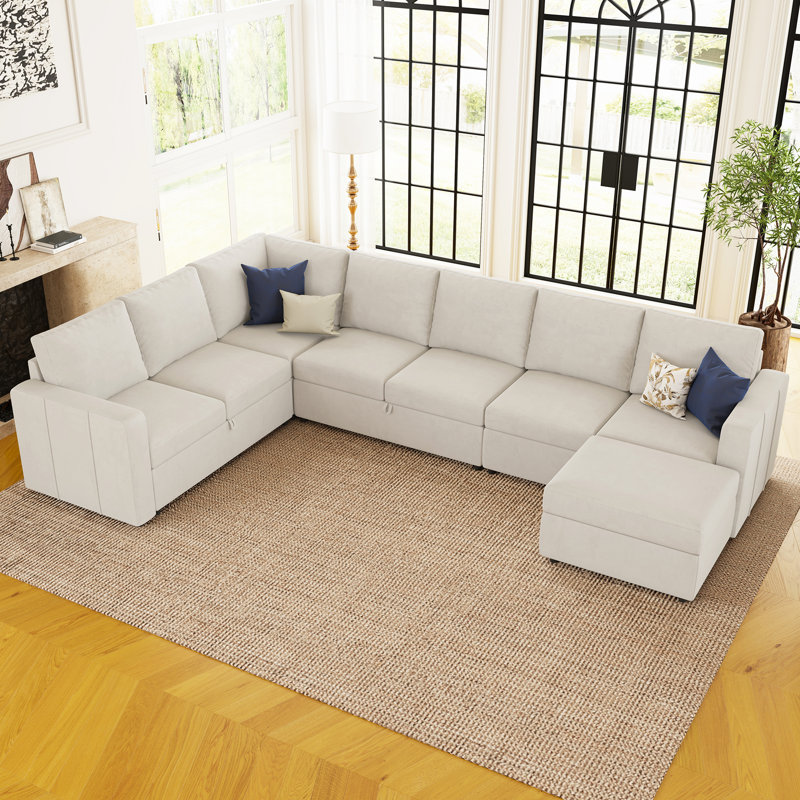 Canapé modulaire Seybert, Velours beige