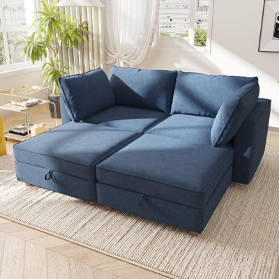 Nestora 4 Seater Modular Sectional Sleeper Sofa Set with Hidden Storage and Flexible Seating