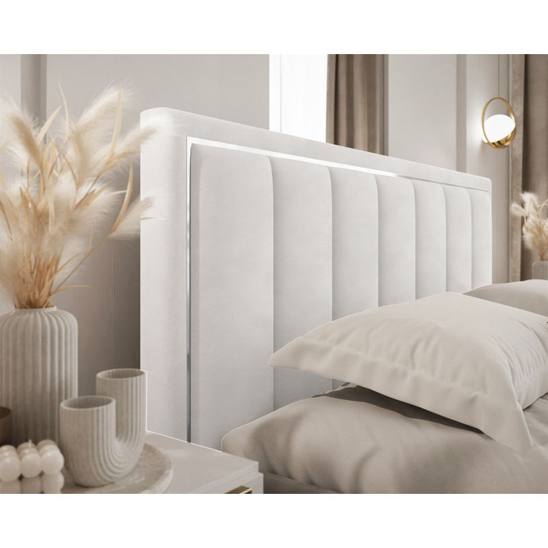 Upholstered Ottoman Bed, Double (145 x 205 cm), White