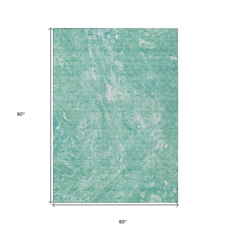 Tapis d'extérieur lavable abstrait bleu sarcelle bleu turquoise et vert 5 pi x 8 pi