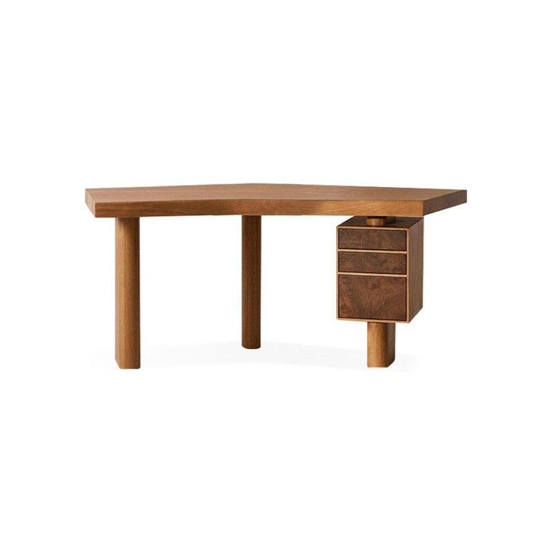 Bureau créatif en bois massif avec armoire à tiroirs, 29.53" H x 70.87" W x 23.62" D, Retour à droite