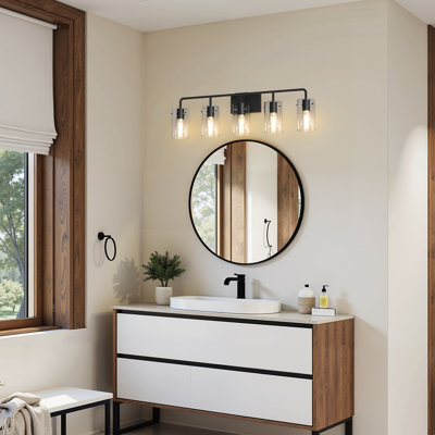 Éclairage de meuble-lavabo à intensité variable avec abat-jour en verre transparent