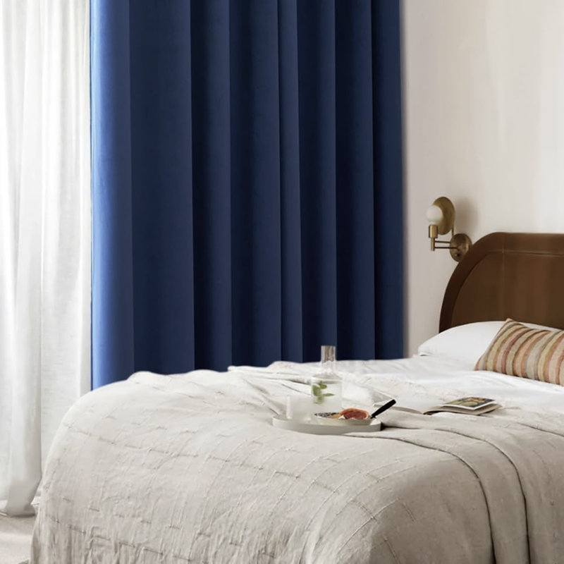 Velvet Blackout Curtain Pair, 38" W x 84" L, Blue