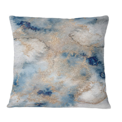 Coussin bleu et doré Marble Clouds I - Modern Printed