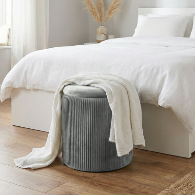 HOMCOM Round Storage Ottoman with Removable Top