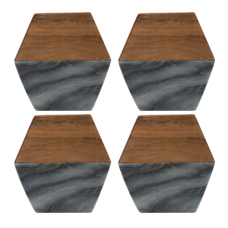 Elements Marble/Acacia Coasters