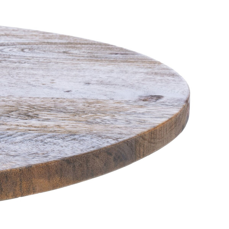 Élégante table d'appoint ronde avec plateau en bois de manguier brun miel et base en rotin Kubu 23 po, Miel brun miel
