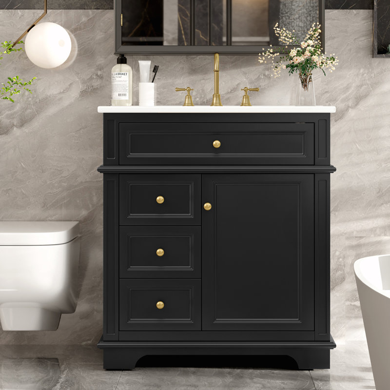 Meuble-lavabo 30 po avec lavabo, Noir