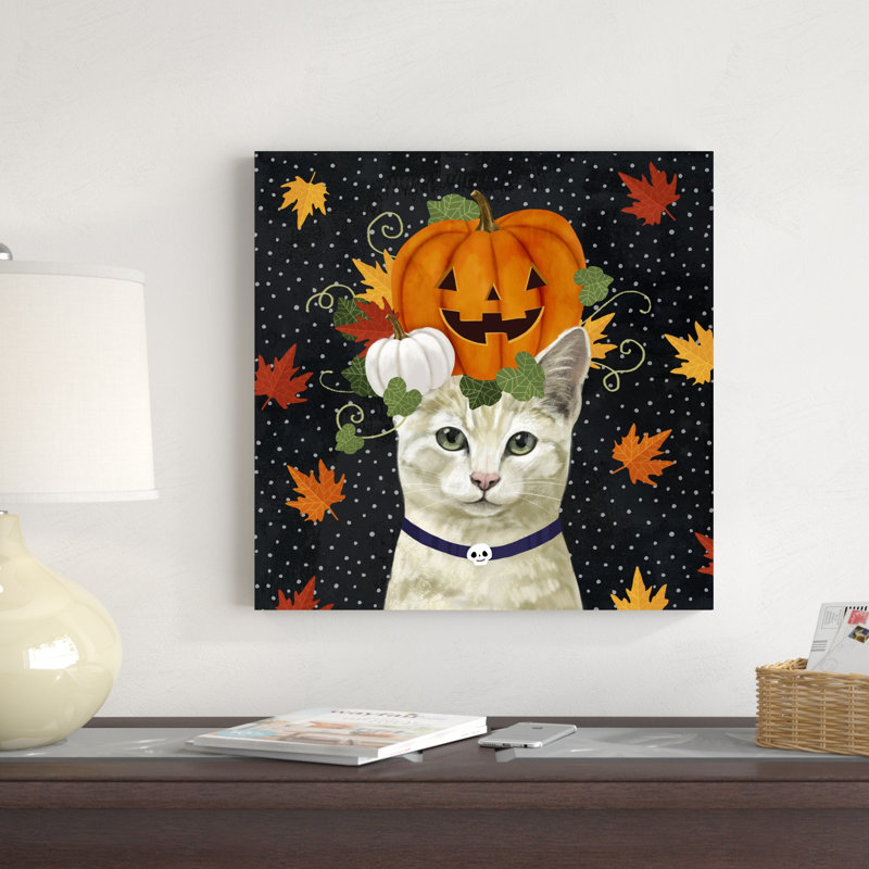 Chat d'Halloween I, H 20 po x l 20 po