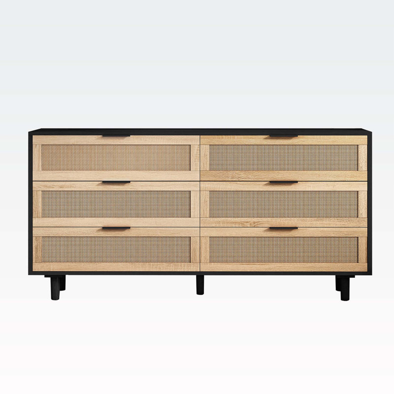 Commode décorative 6 tiroirs Mallak, Natuiral