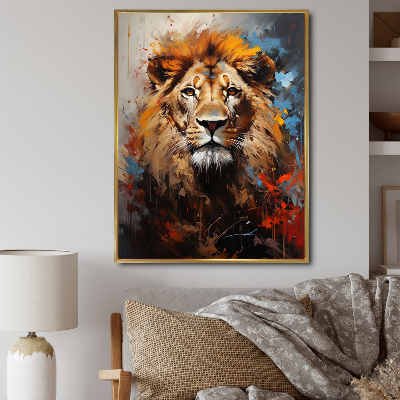 Lion Urban Wild Urban I - impression, H 32 po x l 16 po x P 1 po, Cadre flottant doré