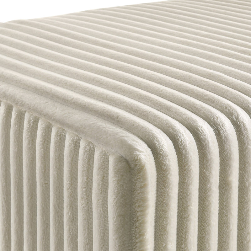 Banc rembourré en velours côtelé Mavela, Crème, crème
