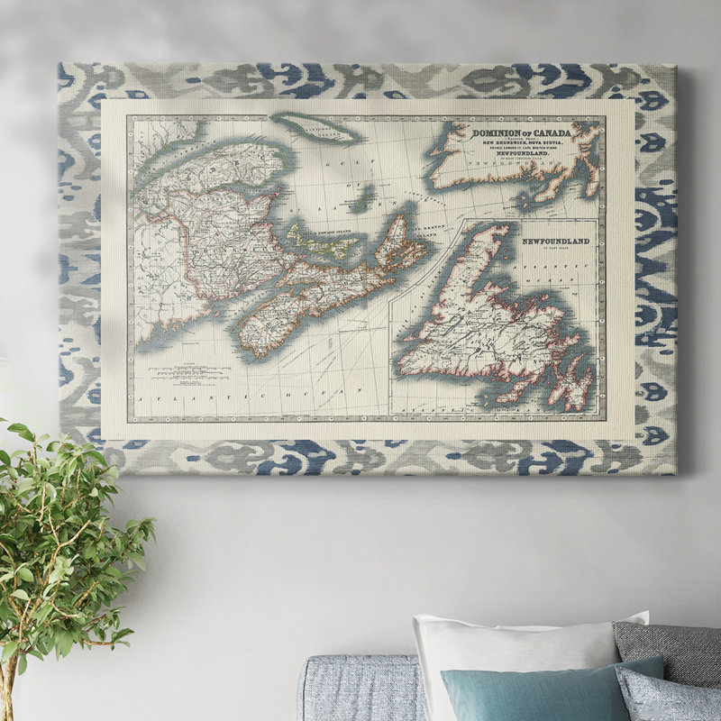 Carte du Canada bordée - Toile tendue avec châssis, H 18 po x l 27 po