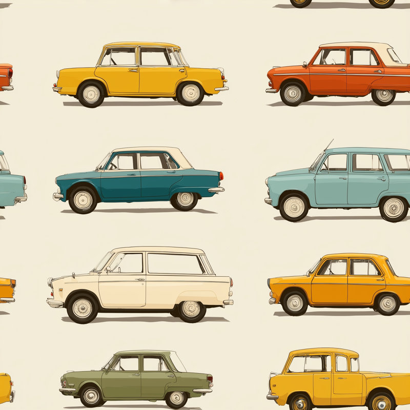 Papier peint moderne Mid Century, Peler et coller