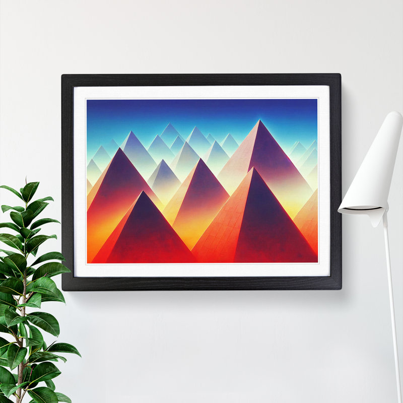 Futuristic Pyramids Vol.1 Abstract - Single Picture Frame Print, Black Framed, 34cm H x 46cm W x 2cm D