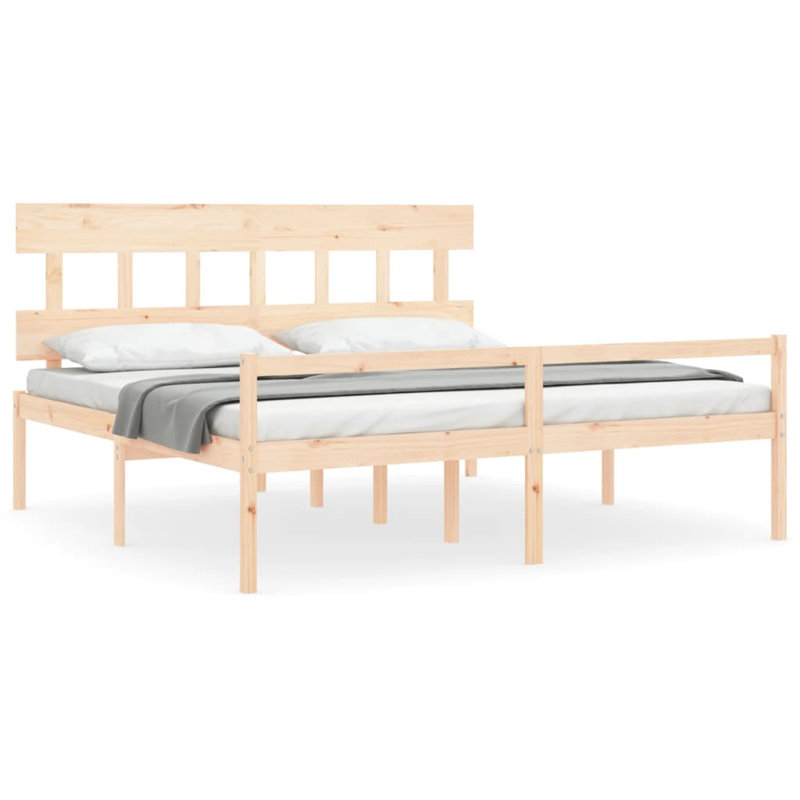 Anniki Solid Wood Bed, Brown, European Kingsize (160 x 200cm)