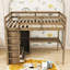 Lit mezzanine en bois à deux tiroirs avec garde-robe intégré, bureau et tablettes Kitéa-370438555