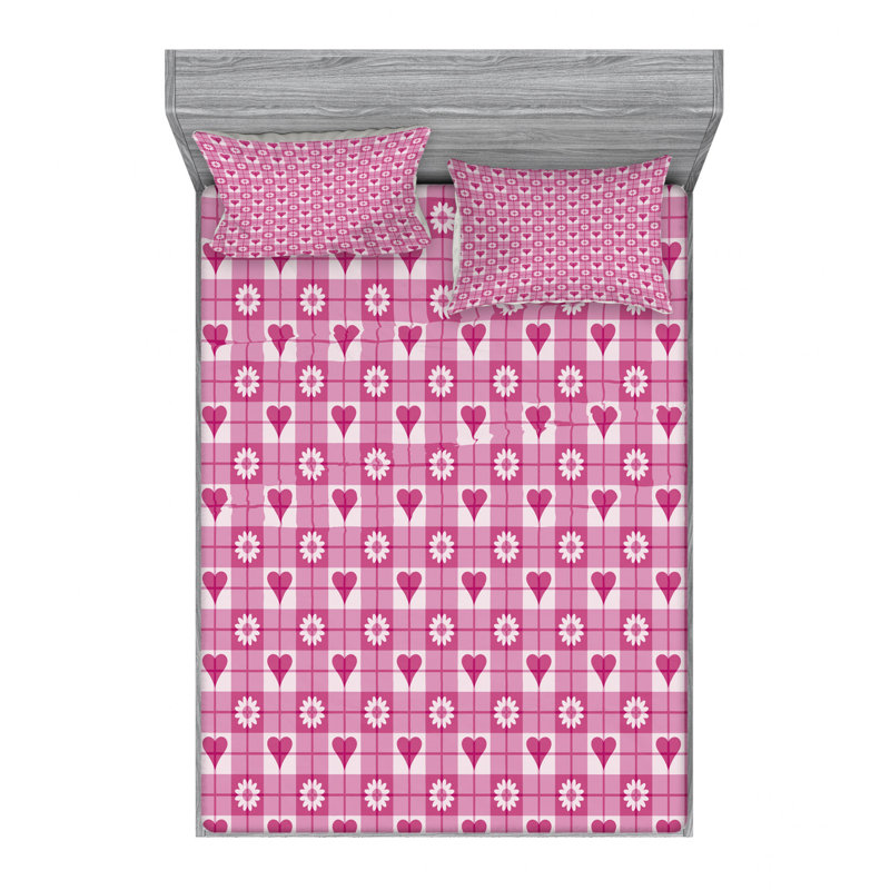 Ensemble de draps en cœurs pour enfants, Ensemble de draps pour lit double avec un drap-hou