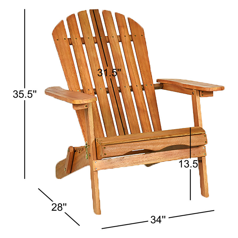 Malaya Eucalyptus Solid Wood Foldable Outdoor Adirondack Chair