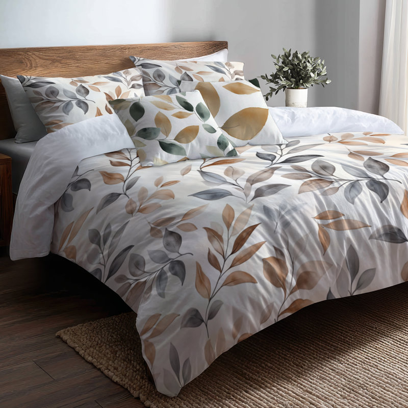 Ensemble de housse de couette et de coussin Floral, Housse de couette très grand + 4 pièces supplém