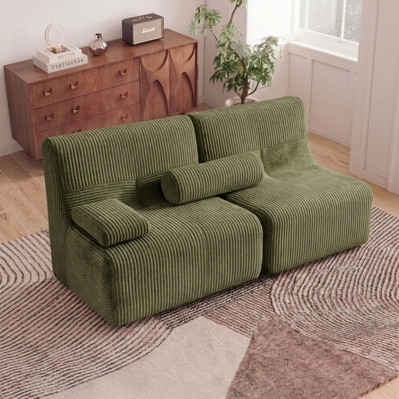 Canapé modulaire moderne avec siège incurvé ergonomique et dossier - 63,7 po, Vert