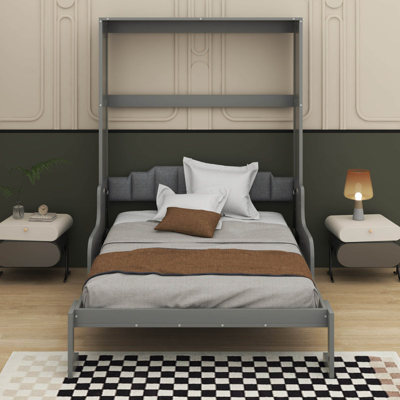 Lit escamotable mural Murphy avec coussin, gris, Grand