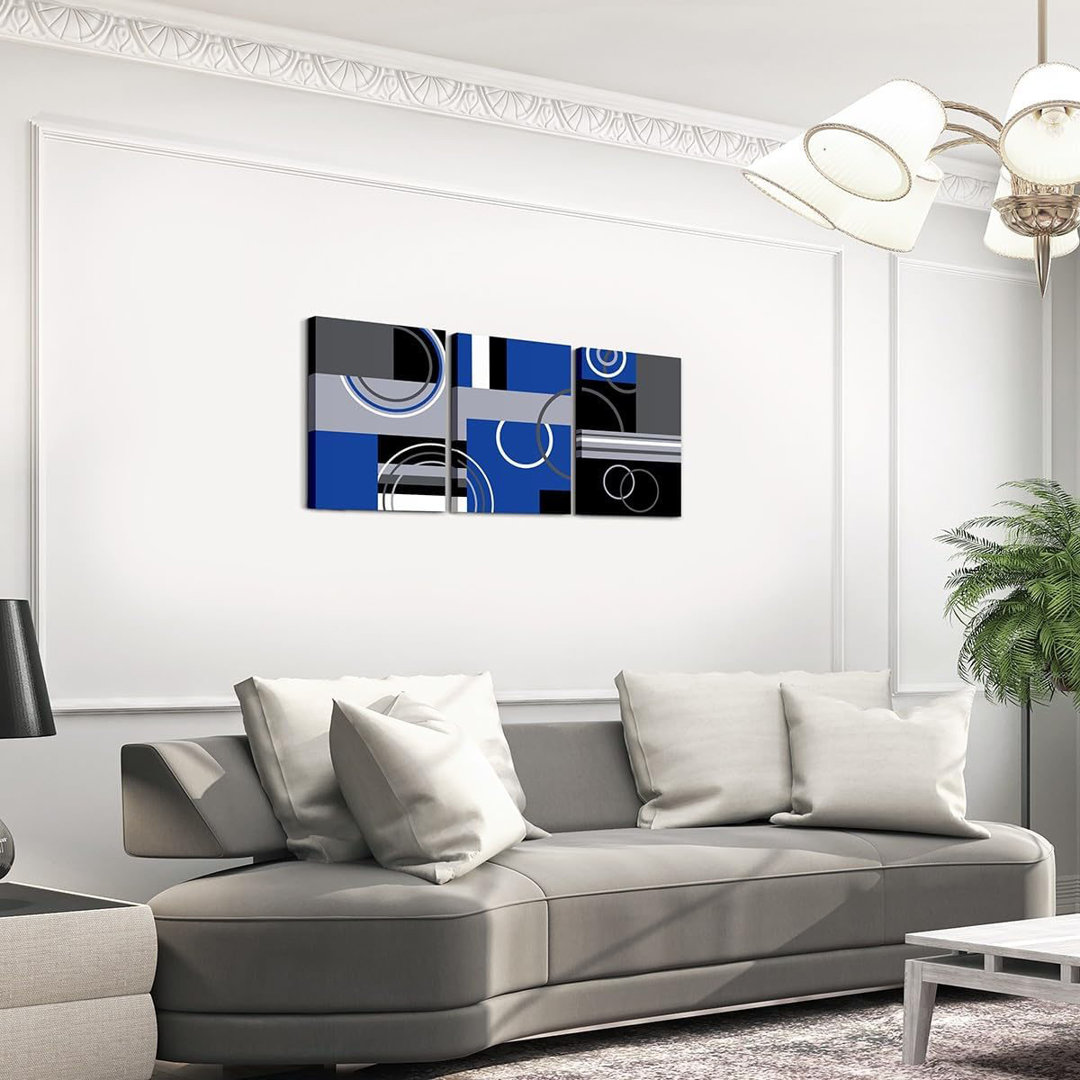 3 Piece Modern Purple Grey Black Stripe Wall Decor Geometric Framed Canvas Prints 12X16 Retro Circle Swirls Canvas Wall Art Bedroom Decor Abstract Tex