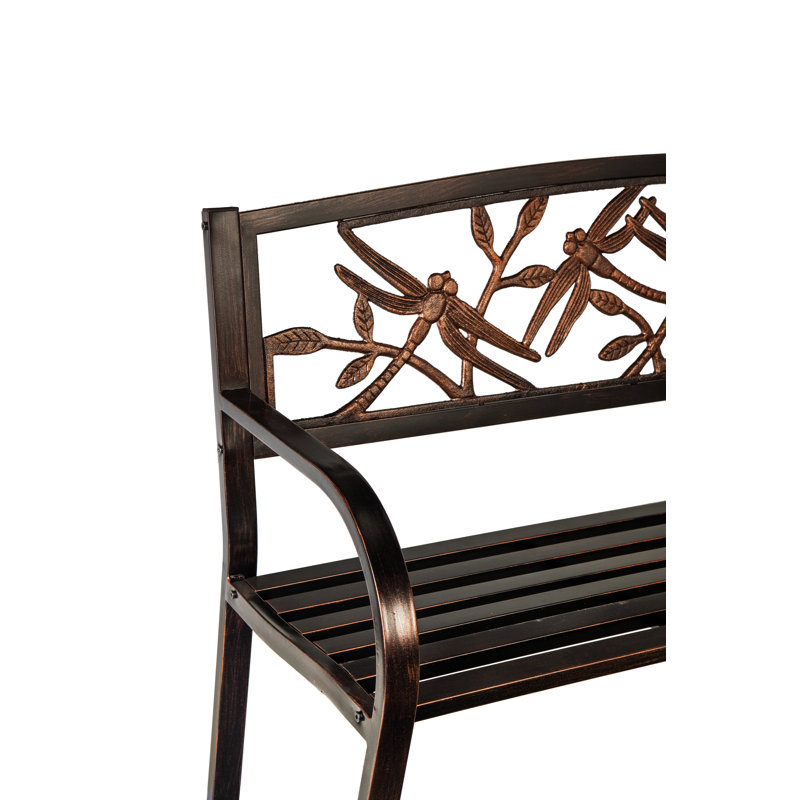 Bronze Dragonfly Design Cast-Iron Garden Bench