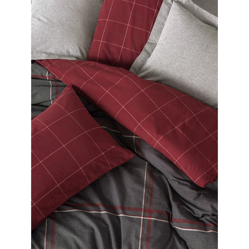Luxury Double Quilt Cover Set (3 Pieces), Grey, 79.0 x 86.6 inches | 50% Cotton / 50% Polyester, 120 Thread Count | Machine Washable, Envelope & Button Closure, Soft & Durable Bedding for Comfortable Sleep