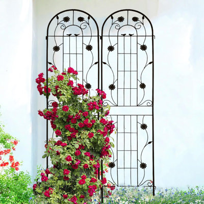 Metal Trellis , Arched Metal Trellis Outdoor with Decoration, Metal Trellis for Climbing Plants Outdoor, Flowers, Vegetables, Fruit