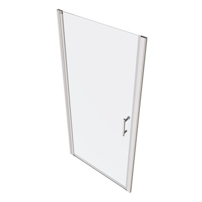 Polished Universal Pivot Shower Door With 1/4" Tempered Glass - 1 3/8" Adjustment, #304 Stainless Steel Handle, Wall Channel, Easy Install, Leakage Function, Smooth Pivot, 28-29 Cover Adjustable,