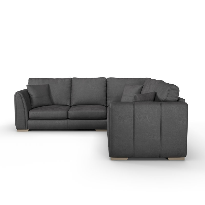 Bablu 5 Seater Faux Leather Corner Sofa , Charcoal