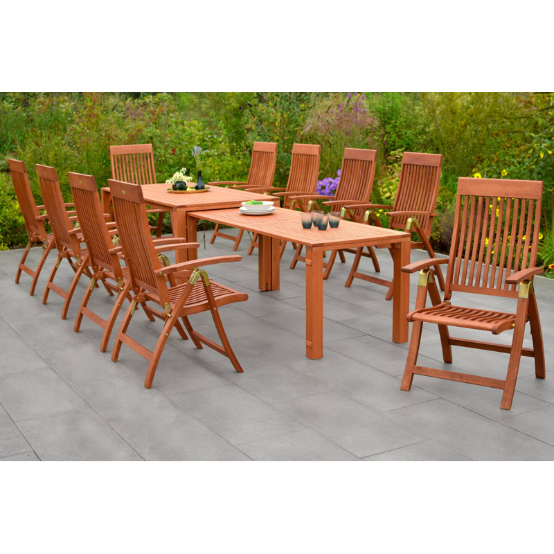 Choteau 10 - Person Wood Patio Dining Set with Rectangular Table