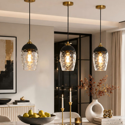 Luminaire suspendu pour îlot de cuisine 1 lumière Hanshelmut (1 ensemble)