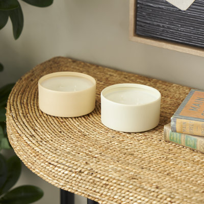 Cole And Grey Metal Fresh Cotton / White Tea & Ginger Scented Textured 9Oz 2 Wick Candle With White Wax