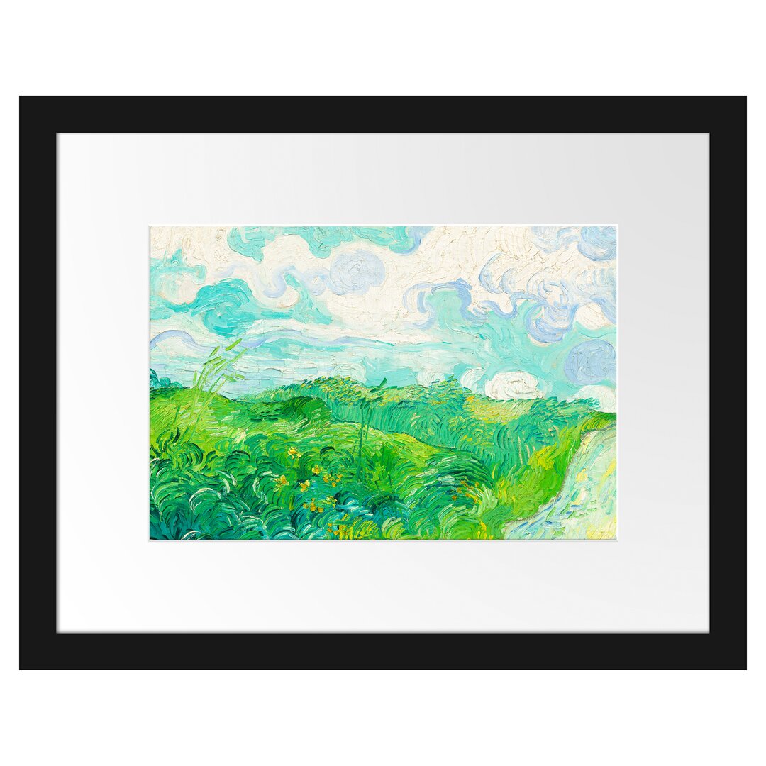 Gerahmter Kunstdruck Field with Green Wheat von Vincent Van Gogh