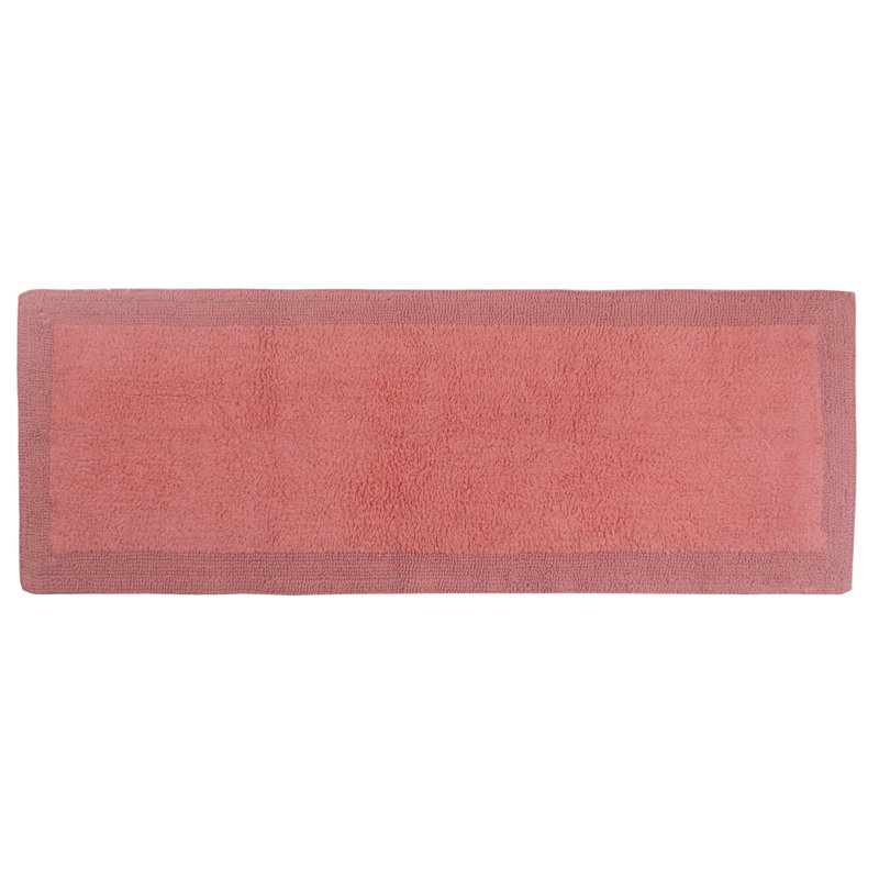 Bruss Luxury Solid Color Bath Rug Reversible, Coral, 21" W x 54" L