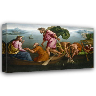 "The Miraculous Draught of Fishes" by  Jacopo Bassano - Gallery Wrap Canvas Wall Art