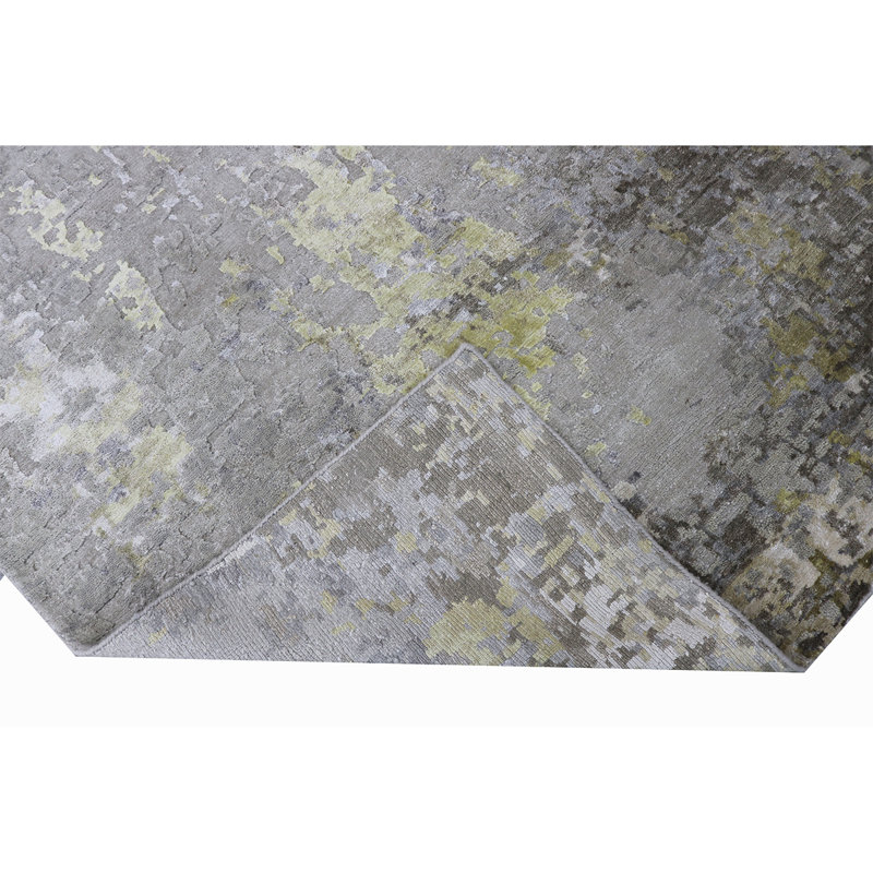 Wool Abstract Area Rug in Gold, Rectangle 2' x 3'
