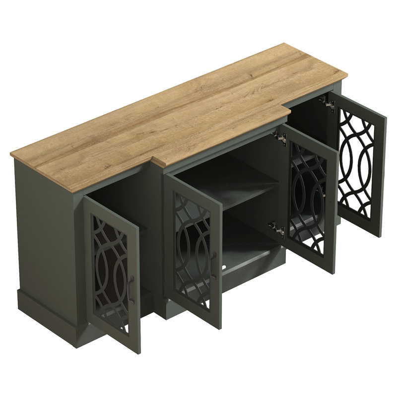 Buffet large 4 portes Eleana, Vert/brun