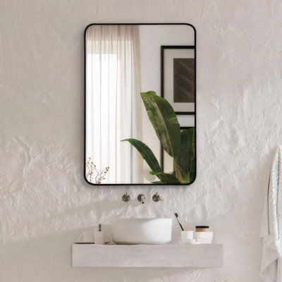 22x30 Inch Metal Frame Rectangular Wall-mounted Bathroom Mirror